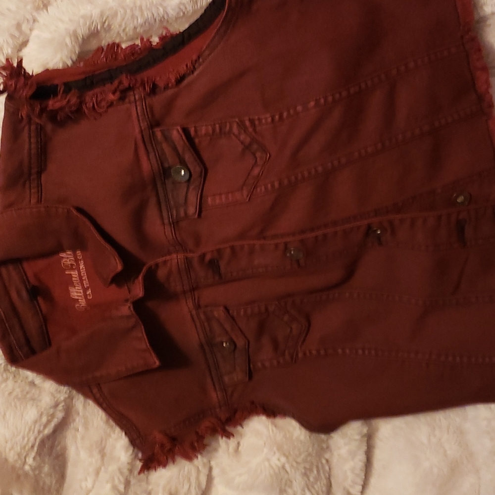 Bullhead Black Burgundy denim vest